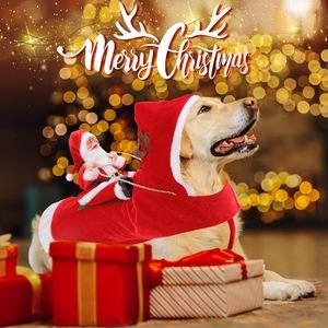 BWOGUE Santa Dog Costume Christmas Pet Clothes Santa Claus Riding Pet Cosplay Co